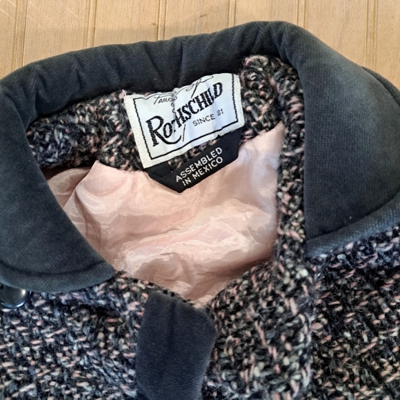 Rothschild Vintage Wool Princess Toddler Velvet Button Down Tweed Insulated Coat - Picture 5 of 11